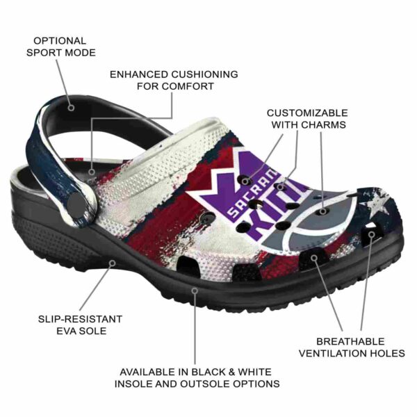 personalized sacramento kings patriotic stripes clog new arrival