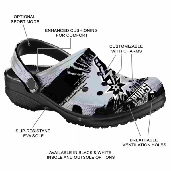 personalized san antonio spurs paint splatter graphics clog new arrival