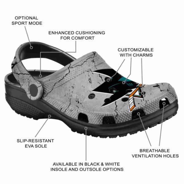 personalized san jose sharks cracked texture clog new arrival