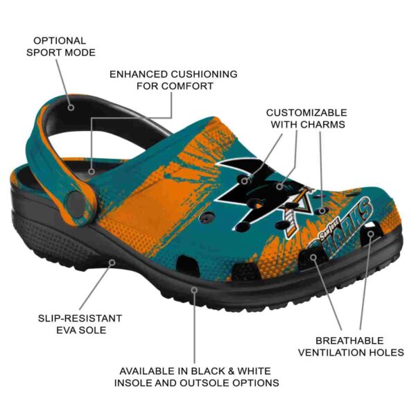 personalized san jose sharks paint splatter graphics clog new arrival