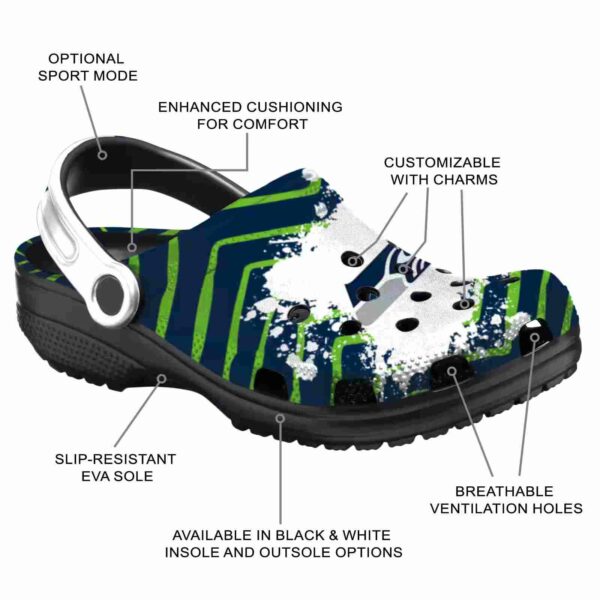 personalized seattle seahawks zigzag paint burst crocs new arrival