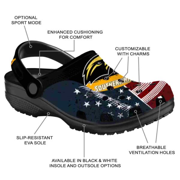 personalized southern miss golden eagles star spangled side pattern clog new arrival