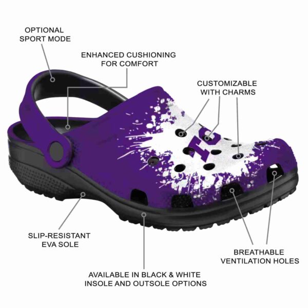 personalized tcu horned frogs splatter background crocs new arrival