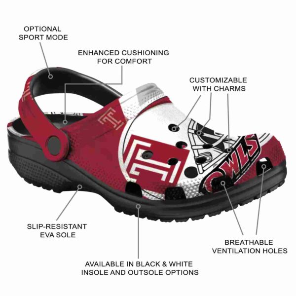 personalized temple owls football helmet clog new arrival