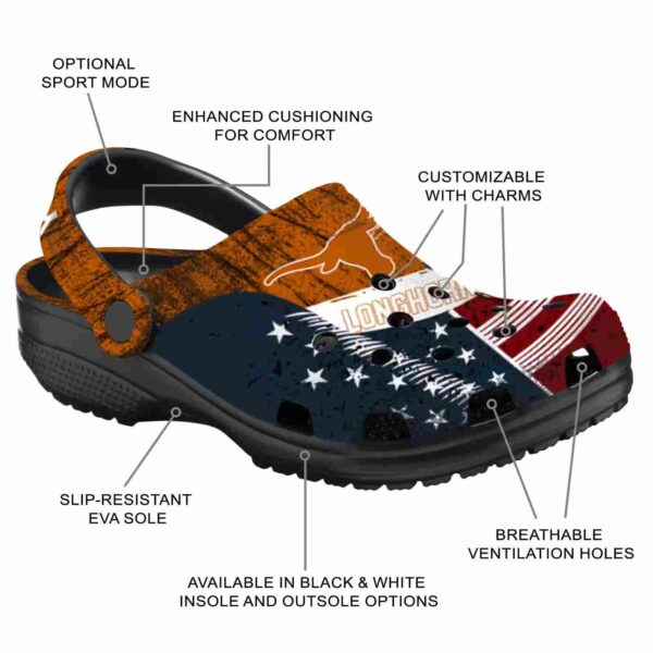 personalized texas longhorns star spangled side pattern crocs new arrival