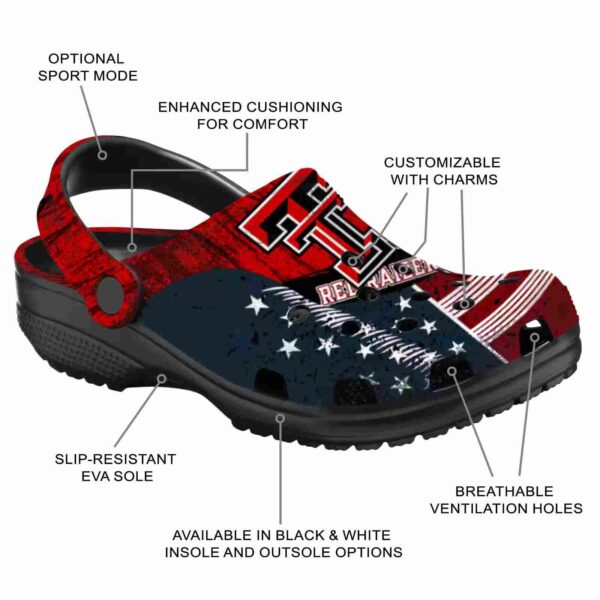 personalized texas tech red raiders star spangled side pattern crocs new arrival