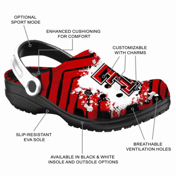 personalized texas tech red raiders zigzag paint burst crocs new arrival