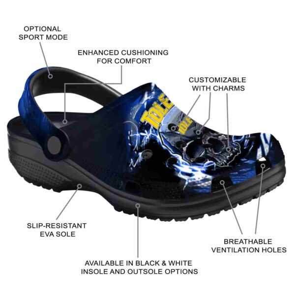 personalized toledo rockets gothic skull clog new arrival