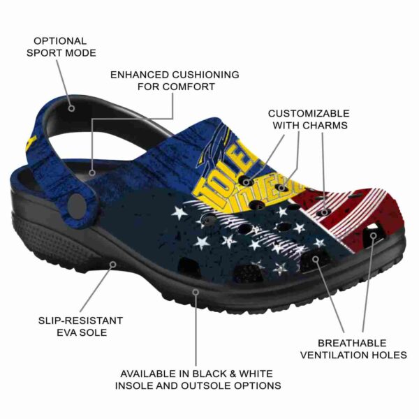 personalized toledo rockets star spangled side pattern clog new arrival