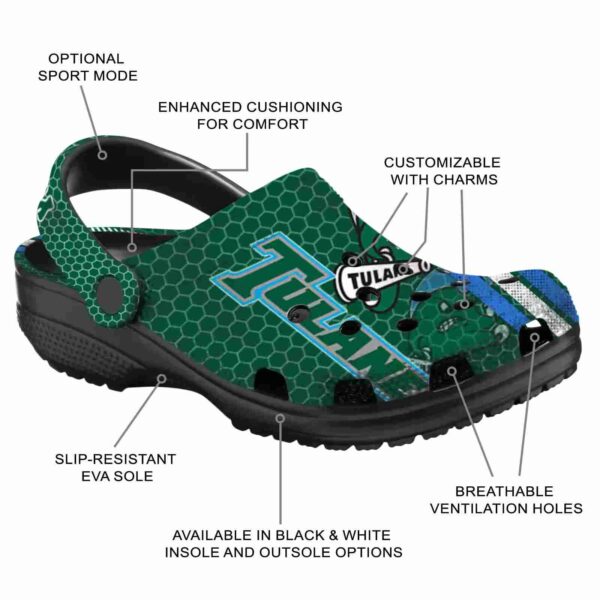 personalized tulane green wave contrasting stripes clog new arrival