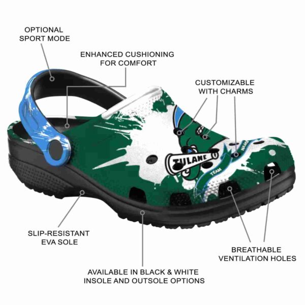 personalized tulane green wave splatter pattern clog new arrival