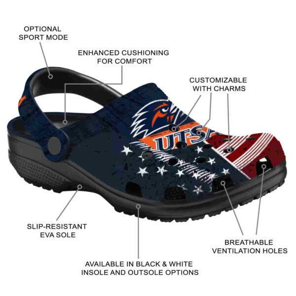 personalized utsa roadrunners star spangled side pattern clog new arrival