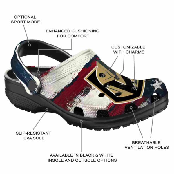 personalized vegas golden knights patriotic stripes clog new arrival