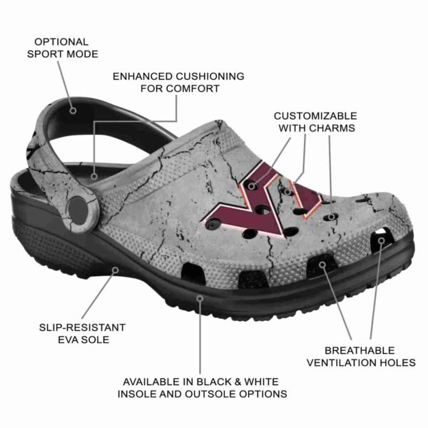 personalized virginia tech hokies cracked texture crocs new arrival