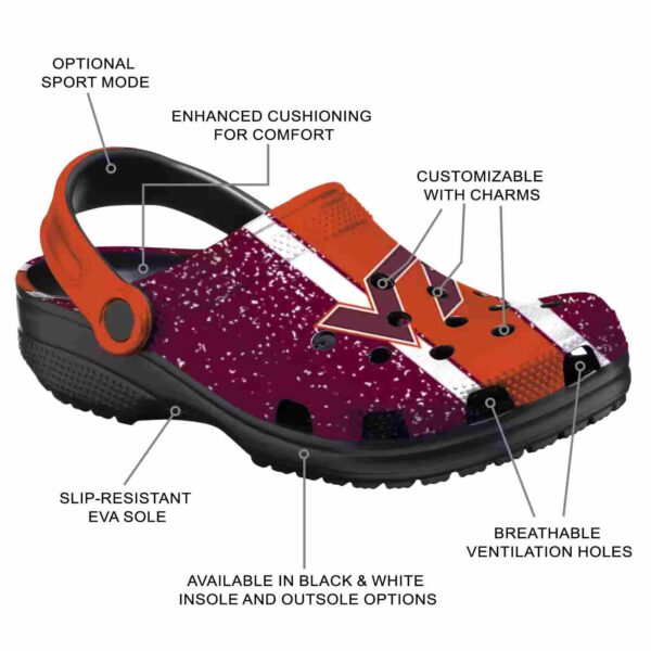 personalized virginia tech hokies vertical stripes crocs new arrival