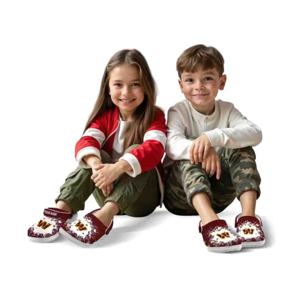 personalized washington commanders splatter background crocs fashion forward