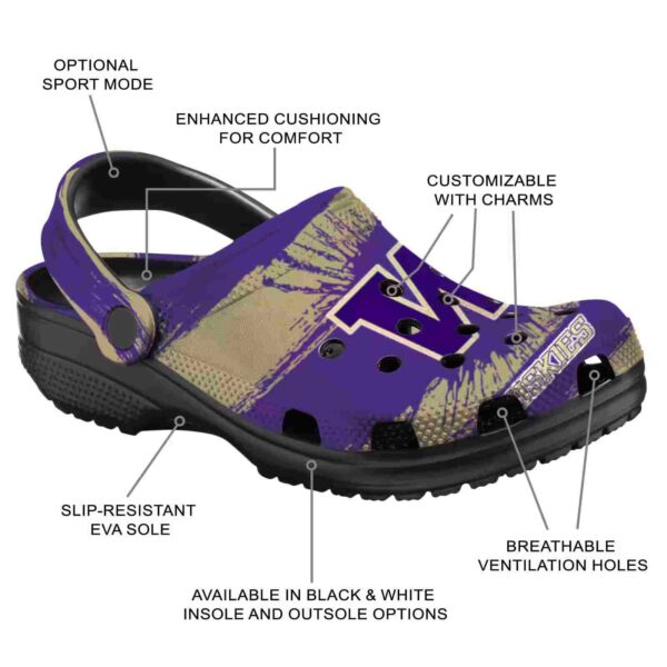personalized washington huskies paint splatter graphics crocs new arrival