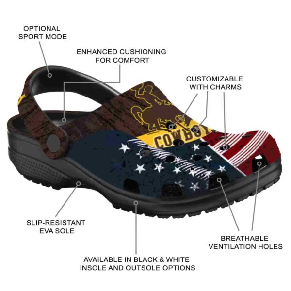 personalized wyoming cowboys star spangled side pattern clog new arrival
