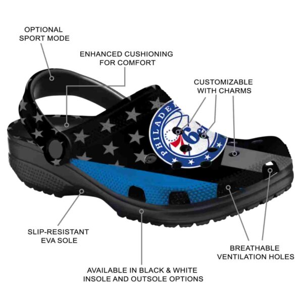 philadelphia 76ers stellar stripes theme clog new arrival
