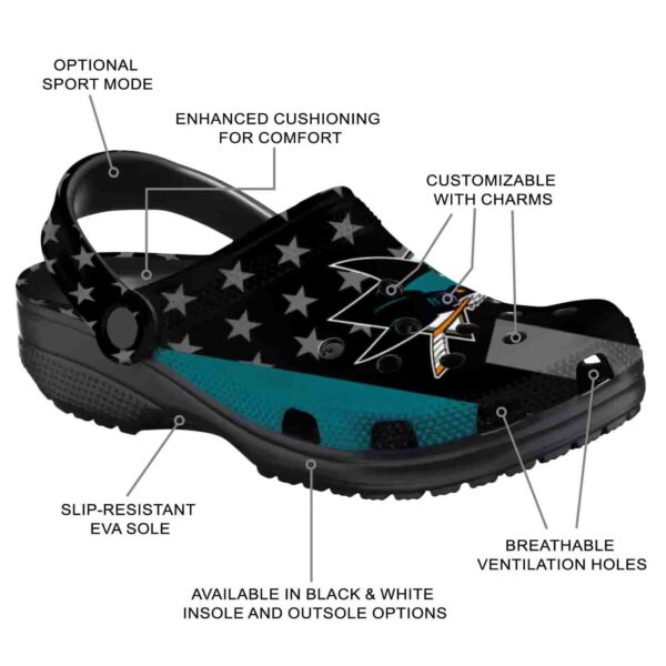 san jose sharks stellar stripes theme clog new arrival