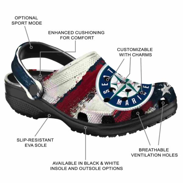 seattle mariners patriotic stripes crocs new arrival