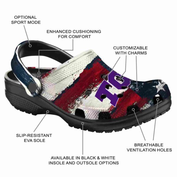 tcu horned frogs patriotic stripes crocs new arrival