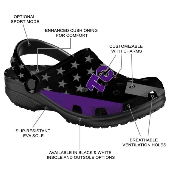 tcu horned frogs stellar stripes theme crocs new arrival