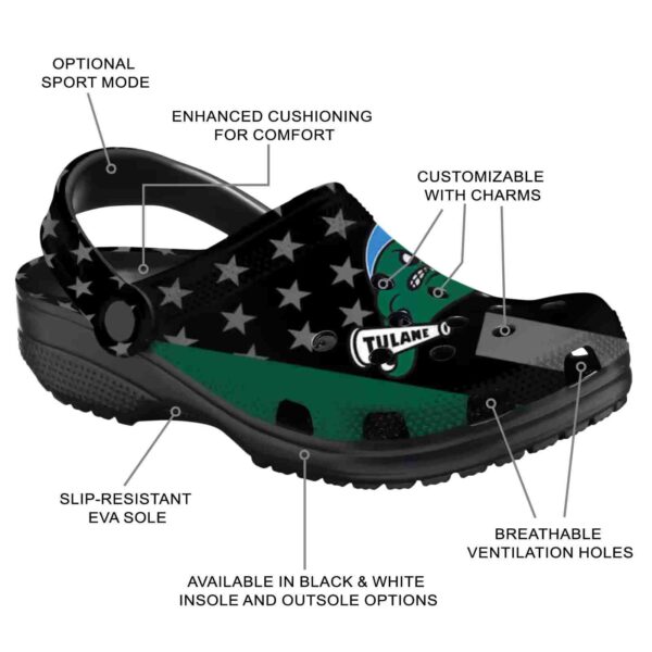 tulane green wave stellar stripes theme clog new arrival