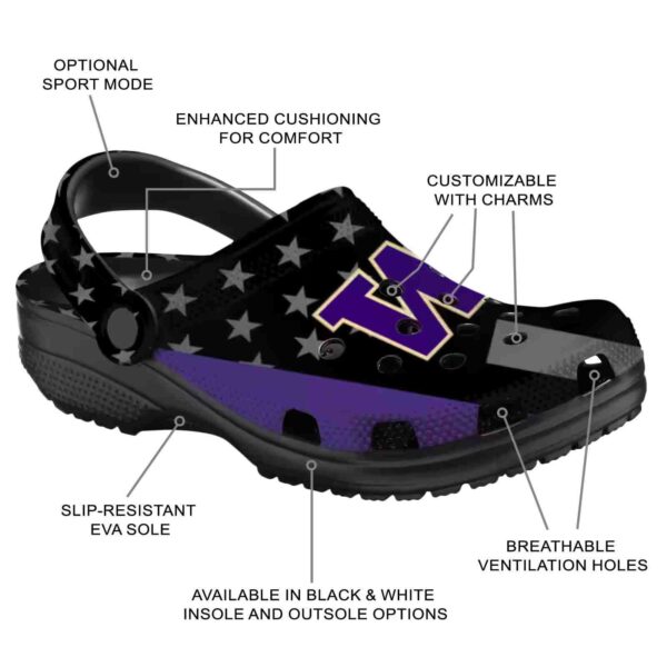 washington huskies stellar stripes theme crocs new arrival