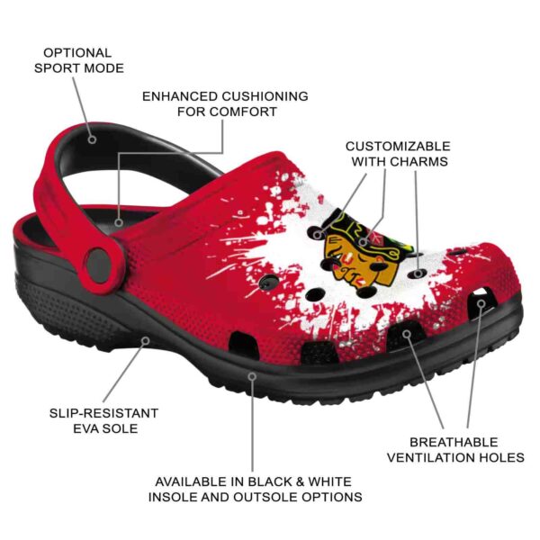 Customized Chicago Blackhawks Splatter Background Clog