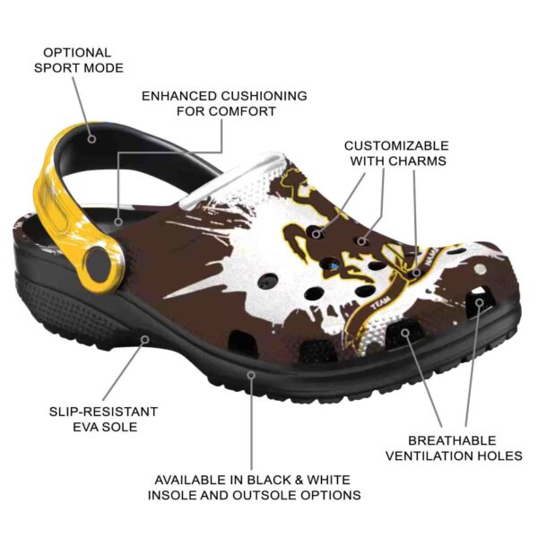 Customized Wyoming Cowboys Splatter Pattern Clog