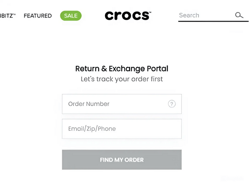 Visit Crocs' returns portal, enter details, and start your exchange!