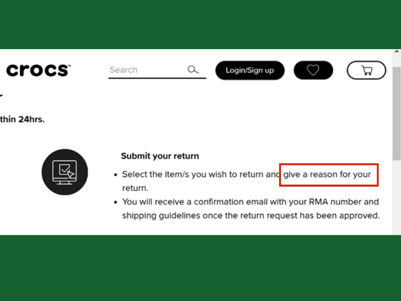 Select a return reason; it’s for records, won’t affect return!