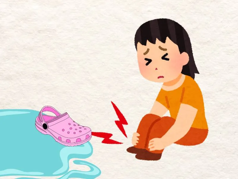 One drawback of Crocs in the shower is their roomy fit and lack of ankle support.