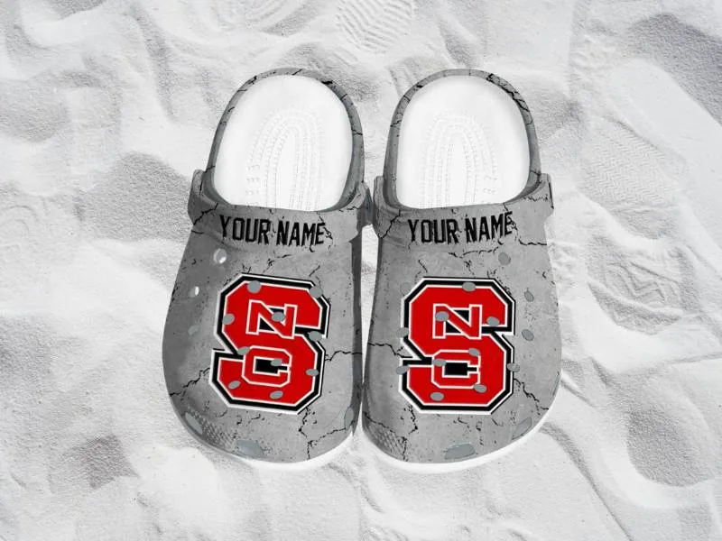 Customized NC State Wolfpack Cracked Texture Clog for a day (VivaCrocs)