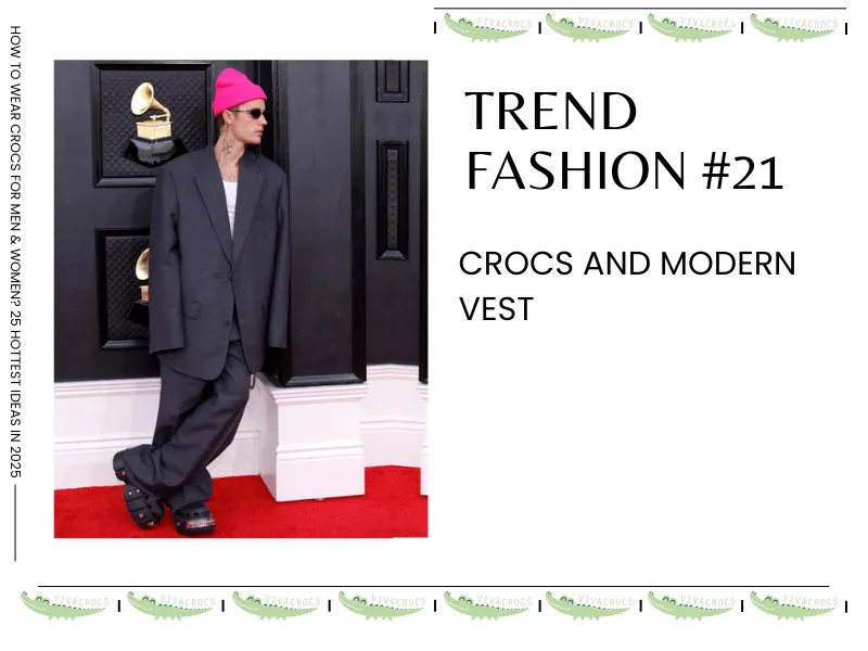 Justin Bieber With Crocs And Modern Vest
