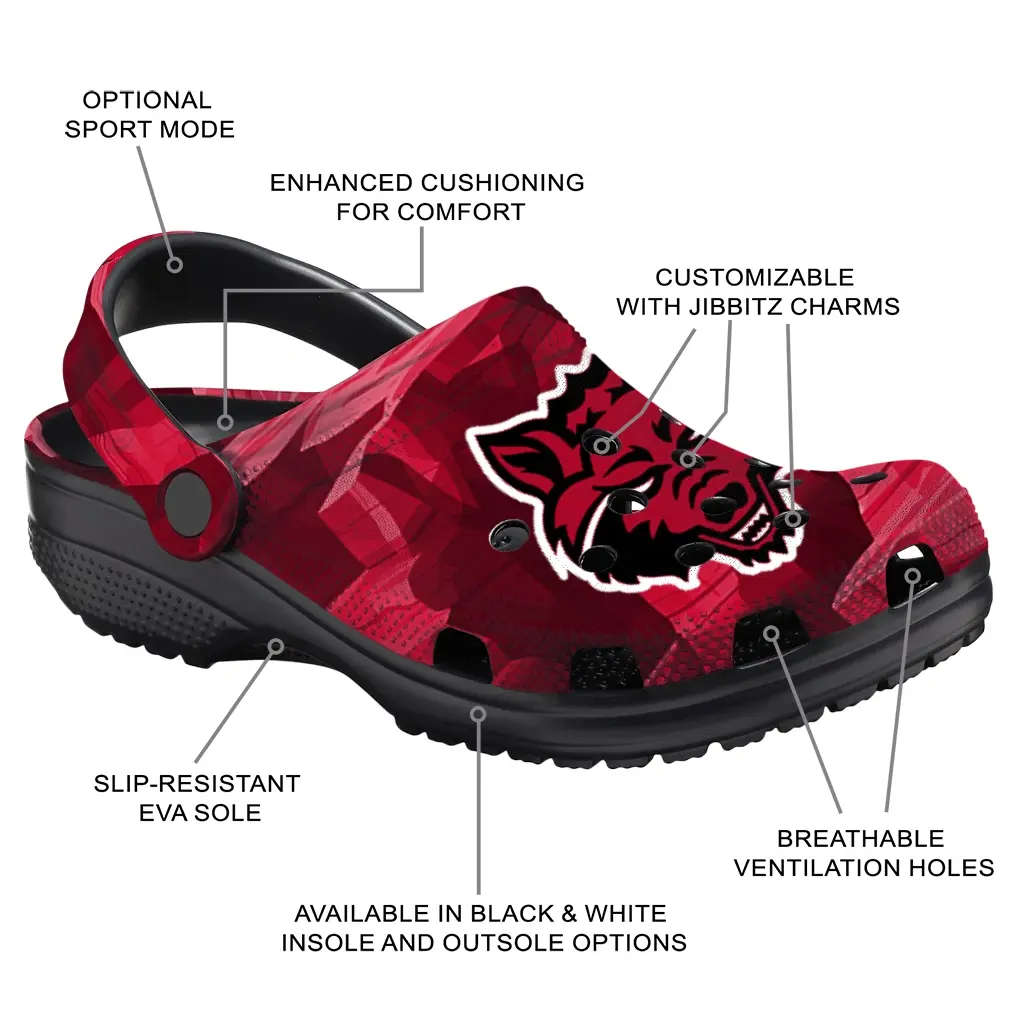 Arkansas State Red Wolves Fans Clogs - Canyon Layers Red Arkansas State Red Wolves Fans Clogs - Canyon Layers Red