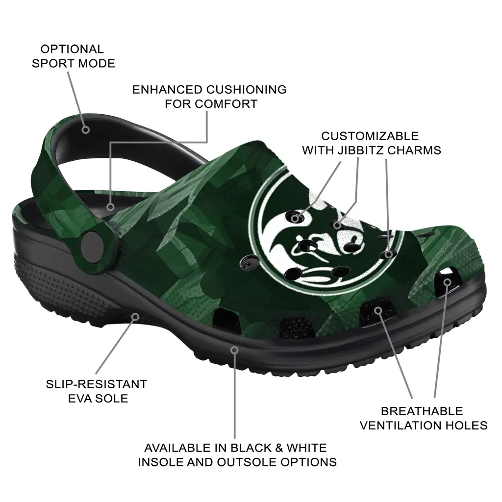 Colorado State Rams Fans Clogs - Canyon Layers Green Colorado State Rams Fans Clogs - Canyon Layers Green