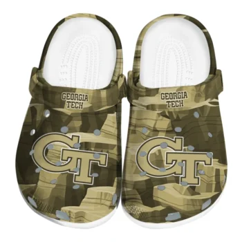 Georgia Tech Yellow Jackets Fans Clogs - Canyon Layers Brown/Beige