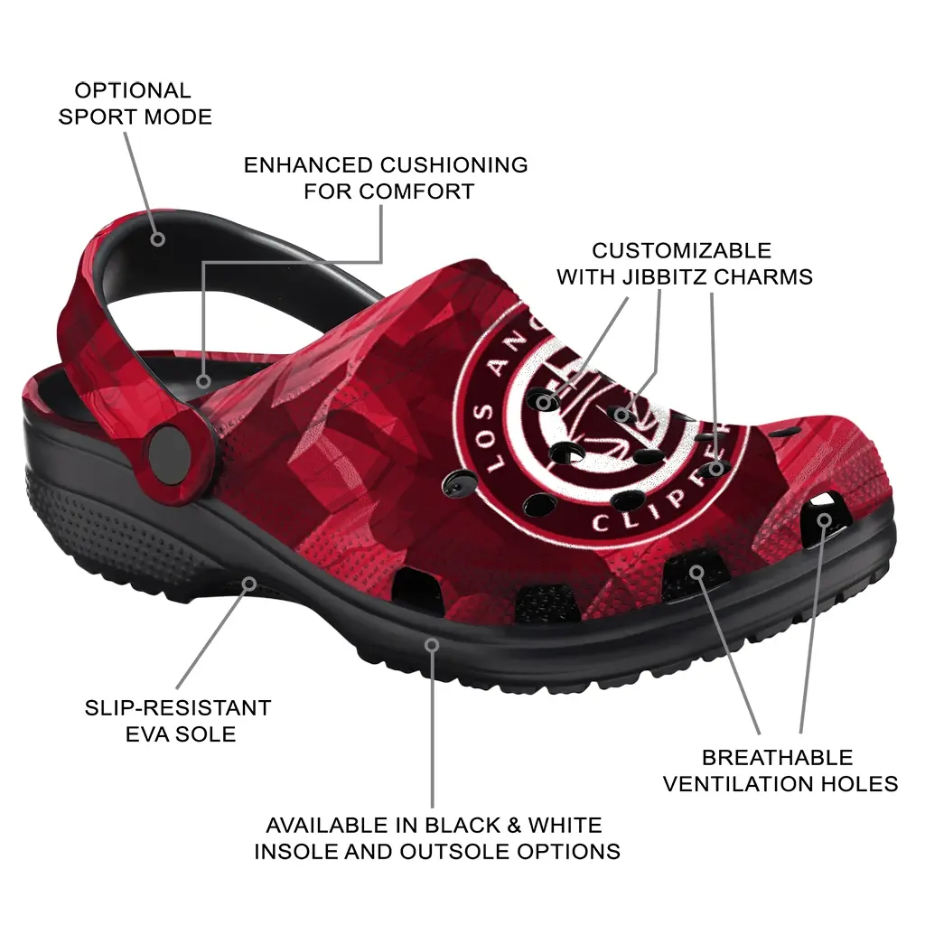 Los Angeles Clippers Fans Clogs - Canyon Layers Red Los Angeles Clippers Fans Clogs - Canyon Layers Red