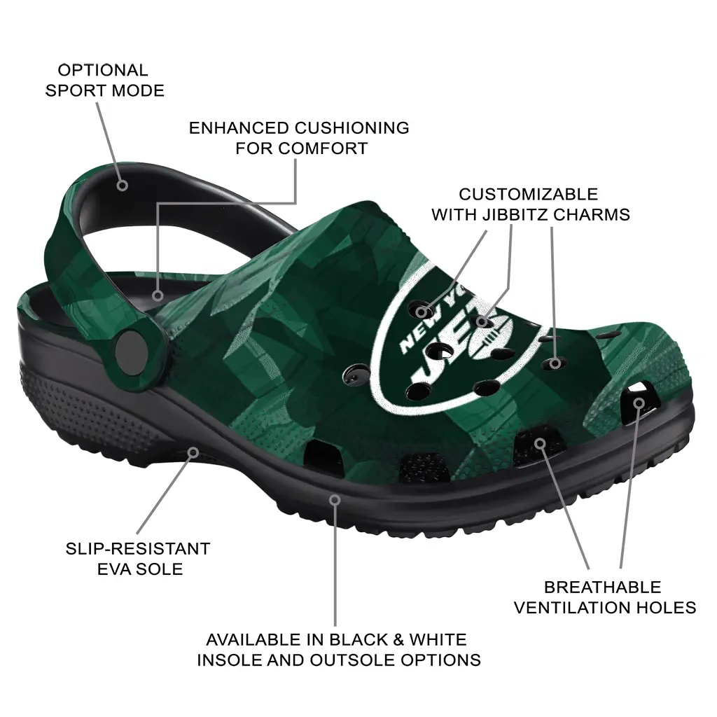 New York Jets Fans Clogs - Canyon Layers Green New York Jets Fans Clogs - Canyon Layers Green