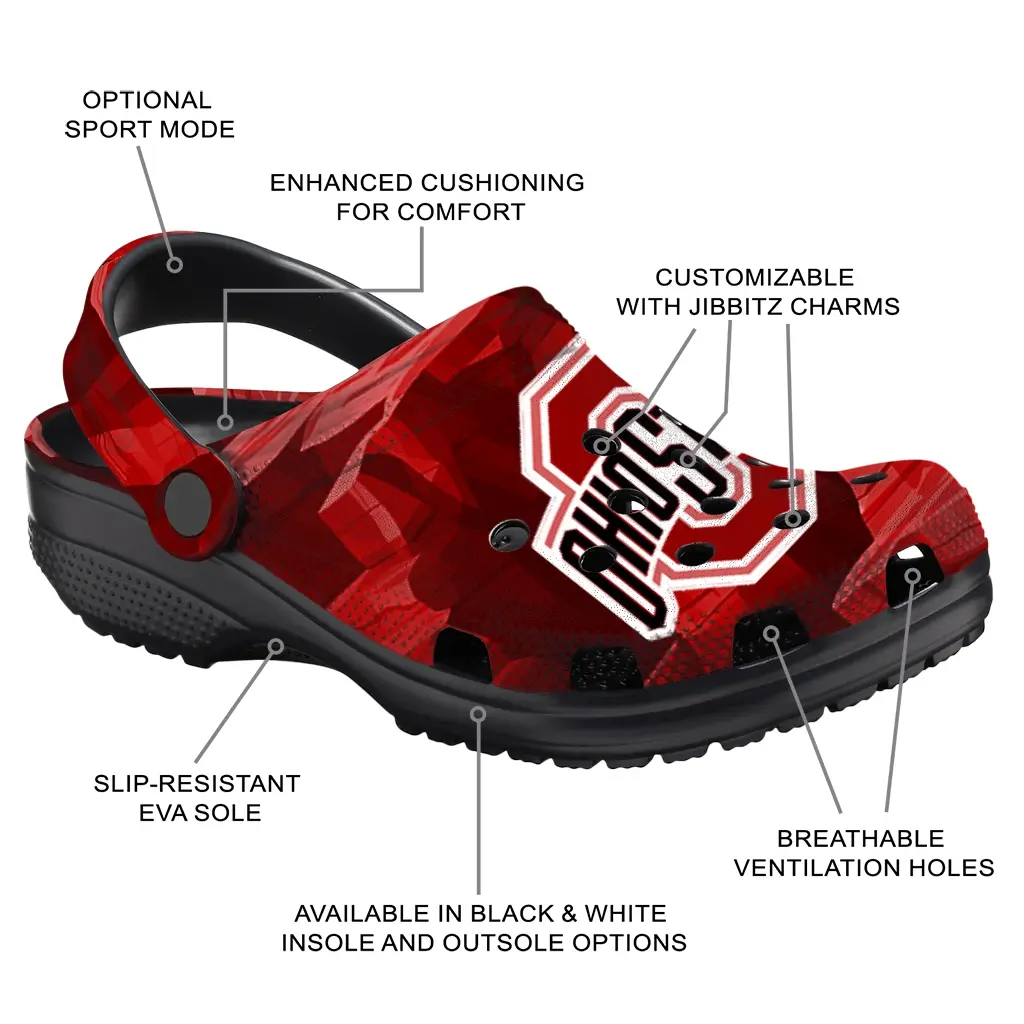 Ohio State Buckeyes Fans Clogs - Canyon Layers Red Ohio State Buckeyes Fans Clogs - Canyon Layers Red