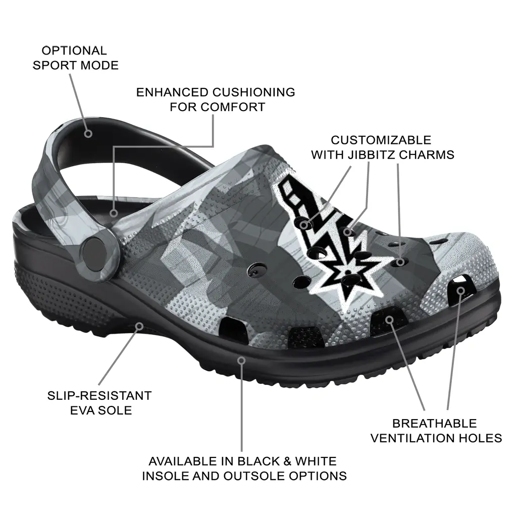 San Antonio Spurs Fans Clogs - Canyon Layers Gray San Antonio Spurs Fans Clogs - Canyon Layers Gray
