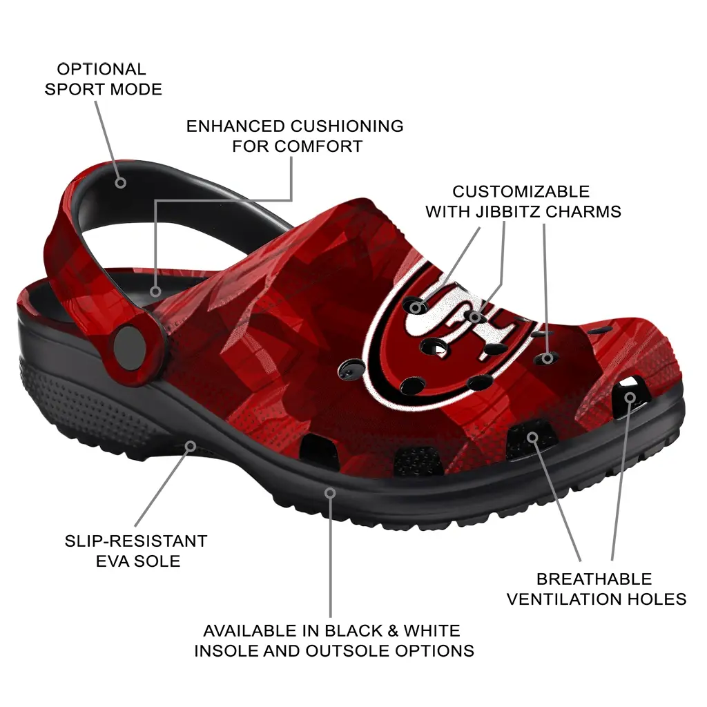 San Francisco 49ers Fans Clogs - Canyon Layers Red San Francisco 49ers Fans Clogs - Canyon Layers Red