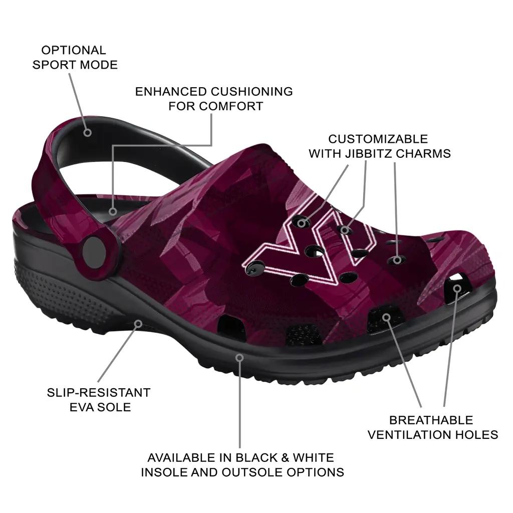 Virginia Tech Hokies Fans Clogs - Canyon Layers Maroon Virginia Tech Hokies Fans Clogs - Canyon Layers Maroon