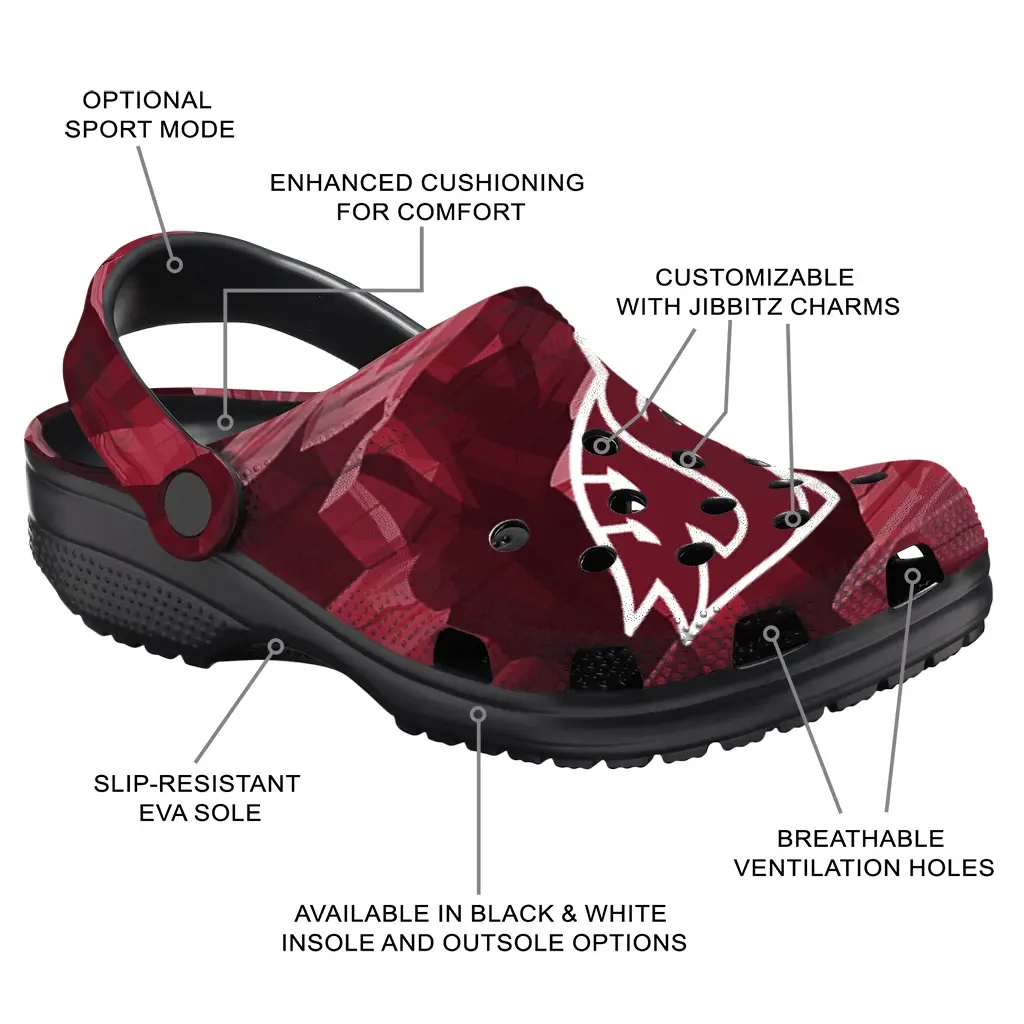 Washington State Cougars Fans Clogs - Canyon Layers Maroon Washington State Cougars Fans Clogs - Canyon Layers Maroon
