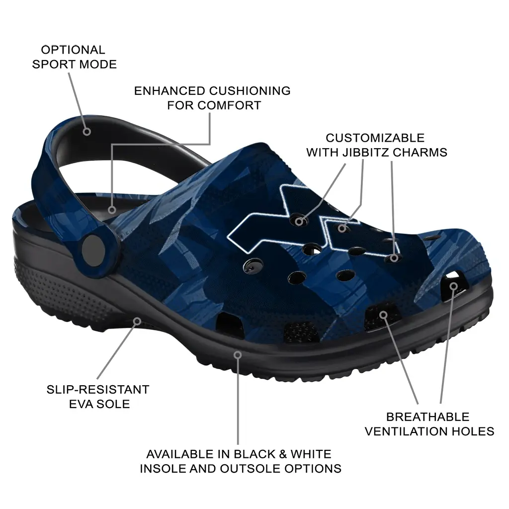 West Virginia Mountaineers Fans Clogs - Canyon Layers Blue West Virginia Mountaineers Fans Clogs - Canyon Layers Blue