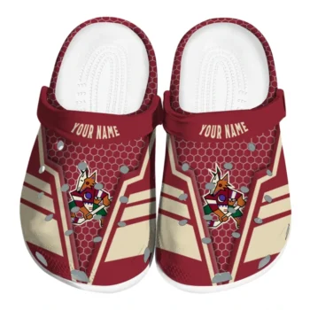 Arizona Coyotes Clogs - Personalized Hexagon Shield Red