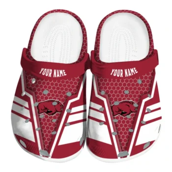 Arkansas Razorbacks Clog - Customized Hexagon Shield Red