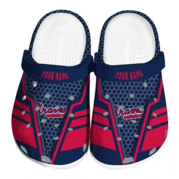 Atlanta Braves Clog - Personalized Hexagon Shield Navy